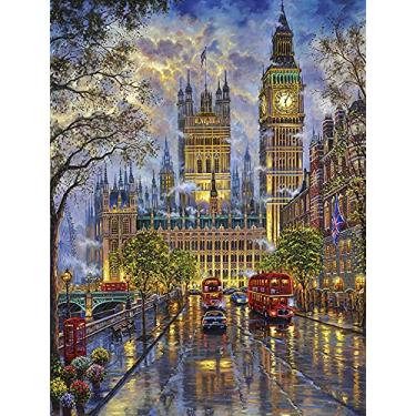 Imagem de LANDFAIR Kits de pintura de diamante - 38 x 50 cm - Big Ben London - Arte de diamante para adultos