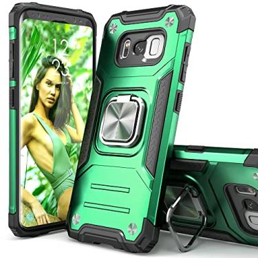 Imagem de IDYStar Compatível com Galaxy S8, capa híbrida de teste de queda com suporte para carro, capa protetora fina para celular para Samsung Galaxy S8, verde escuro