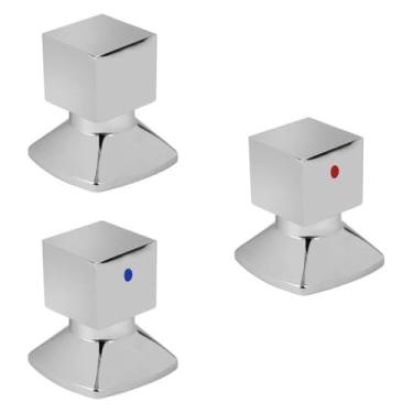 Imagem de Kit com 3 Acabamentos Para Registro C46 Água Quente/Fria Premium KU4246 Ducon Metais Cromado