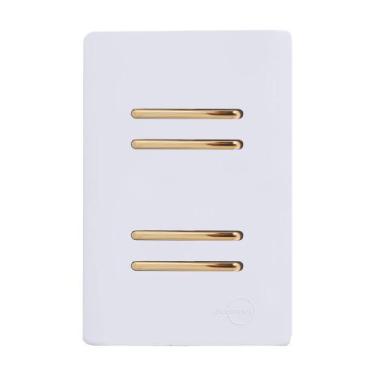 Imagem de Interruptor 4 Teclas Simples Novara Branco Gold - Dicompel