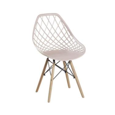 Imagem de Cadeira De Jantar Cloe Nude Base Madeira Rivatti Kit 4 Unid