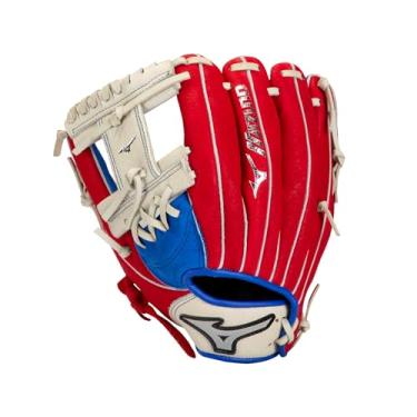 Imagem de Mizuno Luva de beisebol unissex Youth Prospect Series PowerClose™ 28 cm | Deep III Web | Arremesso para mão esquerda | Vermelho real