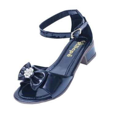 Imagem de Sandalia Infantil Menina  Salto Grosso Confortável  Brilho Laço Festa 