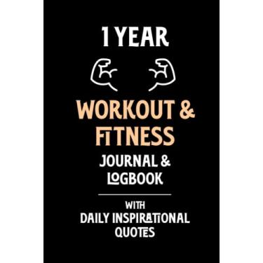 Imagem de 1 Year Workout Log Book and Fitness Journal with Powerful Motivational Quotes in Hardcover: Level Up Your Fitness Routines, Track and Monitor Progress, Suitable for Men and Women