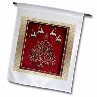 Imagem de 3dRose fl_23855_1 Bandeira de jardim de rena e árvore de Natal, 30 x 45 cm
