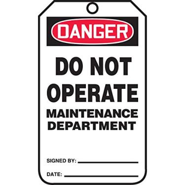 Imagem de Accuform Etiqueta de segurança laminada MDT206LTP HS, legend"Danger DO NOT Operate Maintenance Department", 14,6 cm de comprimento x 8,3 cm de largura x 0,1 cm de espessura, vermelho/preto sobre