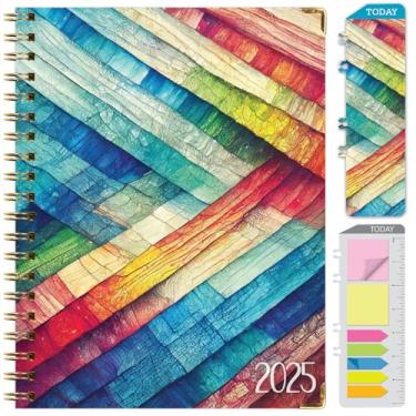 Imagem de Agenda Hardcover 2025, 21,6 cm x 28 cm: 14 meses (novembro de 2024 a dezembro de 2025), agenda mensal semanal, agenda anual, marcador de livro, pasta de bolso e conjunto de notas adesivas (carvalho