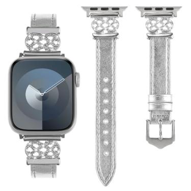 Imagem de WONFAITH Pulseira de couro compatível com Apple Watch Ultra SE séries 10, 9, 8, 7, 6, 5, 4, 3, 2 e 1 de 38 mm, 40 mm, 41 mm, 42 mm, 44 mm, 45 mm, 46 mm, 4, 3, 2 e 1