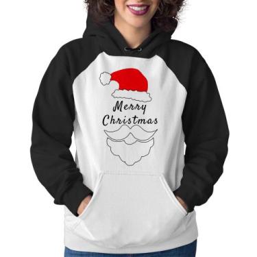 Imagem de Moletom Feminino Merry Christmas - Foca na Moda, Branco, Preto, G