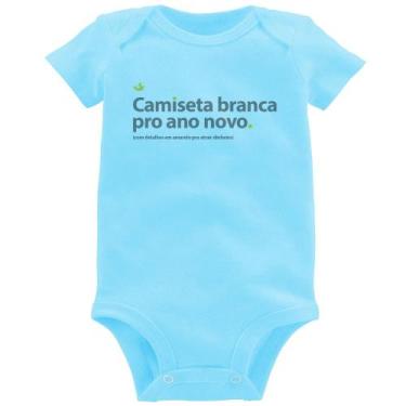 Imagem de Body Bebê Camiseta branca de ano novo - Foca na Moda, Azul bebê, G