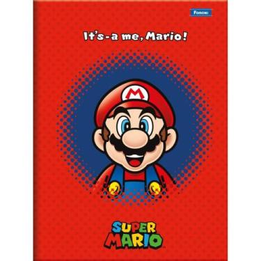 Imagem de Caderno Brochurão Capa Dura Super Mario BROS 80 Folhas  Pacote com 5 U