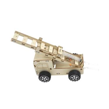 Imagem de Esquirla Modelo de caminhão de bombeiros de escada DIY Conjunto de experimentos científicos artesanais Física de madeira prática pequena produção para