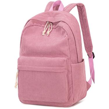 Imagem de Mochila escolar BTOOP Corduroy para adolescentes, laptop de 17 polegadas, rosa