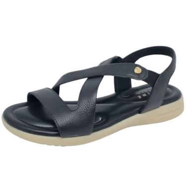 Imagem de Sandália Feminina Flatform Couro Conforto Casual Lia Line