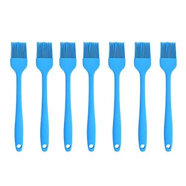 Imagem de Escova de silicone, escova de churrasco, pincéis de regar pastelaria, grelha de cozimento de silicone, escova de óleo, pincel de mel, pincel de molho (7 peças, azul)