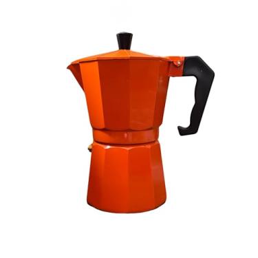 Imagem de Cafeteira Italiana Moka, Premium, Alumínio, Laranja, Alça Ergonômica Plástico, Compatível com fogão a Gas e Elétrico, Café Expresso Rápido Luxo (3 Xícaras)