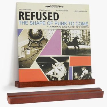 Imagem de Axeman Suporte de parede de prateleira de disco de vinil de madeira, prateleiras flutuantes para LPs, CD, suporte de álbum, borda de madeira elegante para armazenamento de discos de vinil, decoração