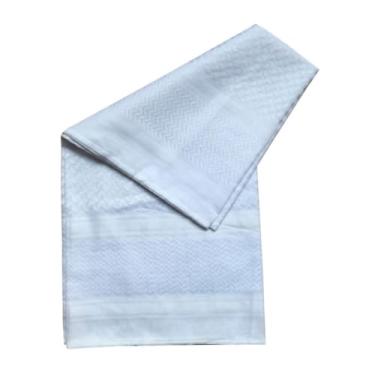 Imagem de Cachecol árabe masculino, lenço árabe muçulmano, lenço árabe keffiyeh, turbante árabe muçulmano étnico grosso, acessório de cabeça palestino do Oriente Médio/Branco