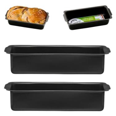 Imagem de Forma Assadeira Para Pão Retangular Antiaderente 1,3L 02 Un - Marcolar