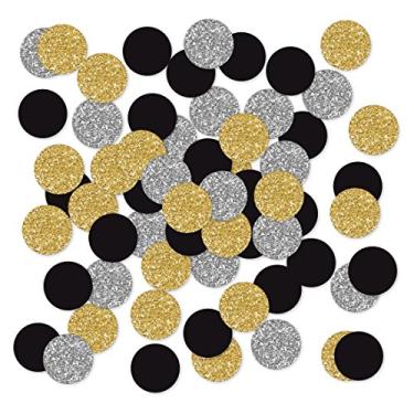 Imagem de Andaz Press Coleção Grande de Confetes para Decoração de Mesa, Faux Gold Glitter, Faux Silver Glitter, Black