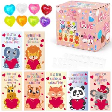 Imagem de ORNACELE Pacote Com 28 Cartões Comemorativos Para O Dia Dos Namorados Com Bola Antiestresse Em Formato De Coração, Cartões De Troca Para Crianças, Presentes Para Troca De Classe Escolar Para Meninos