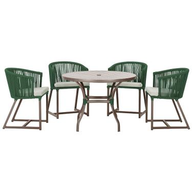 Imagem de Mesa Com 4 Cadeiras E Noronha Estofado 3 Trama Original Verde