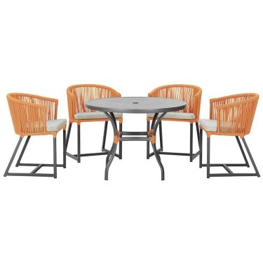 Imagem de Mesa Com 4 Cadeiras E Noronha Estofado 3 Trama Original Terra Cota