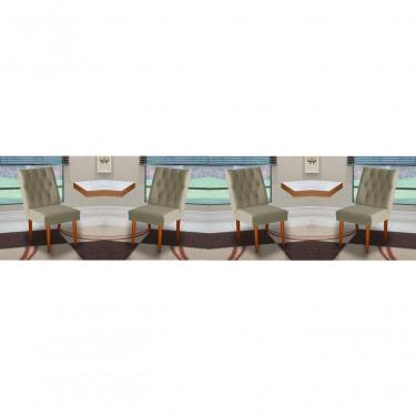 Imagem de Jogo 04 Cadeiras De Jantar Estofada Cozinha Paris Suede Bege Eli Móveis