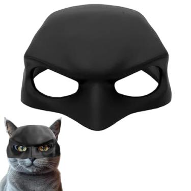 Imagem de Conjunto de máscara e capa de super-herói de gato, acessório de cosplay de Halloween estilo morcego preto para gatos, grande