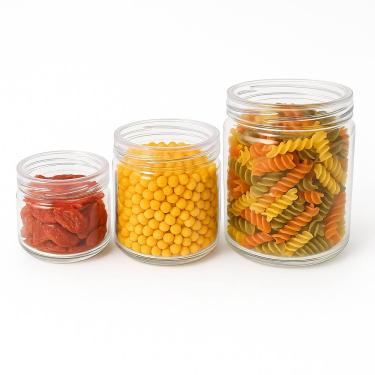 Imagem de Jogo Potes Vidro Com Tampa em Acrilico Transparente 3 Peças