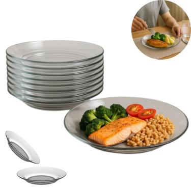 Imagem de Conjunto Kit 04 Pratos Fundos Vidros Milly Sopa Massas Com Molho Transparente 22CM