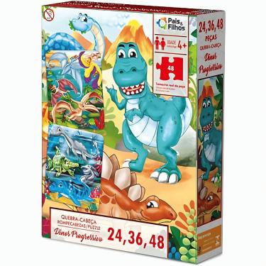 Imagem de Puzzle Progressivo Dinos 24, 32, 48 Peças - Pais E Filhos
