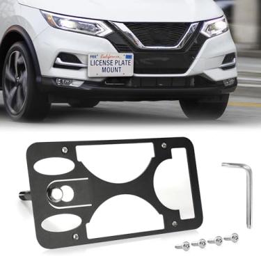 Imagem de Moldura frontal sem broca compatível com Nissan Rogue Sport | 2017-2022 Suporte de gancho de reboque para placa de carro antifurto Capas de etiqueta de carro à prova de ferrugem, acessórios de carro à