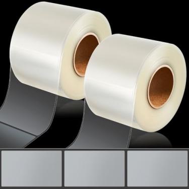 Imagem de Zonon 1000 peças de protetores de etiqueta transparente à prova d'água adesivos para proteger códigos de barras, livros, números e adesivos, mega pacote com linha de perfuração em 2 rolos (8 x 3,5 cm)