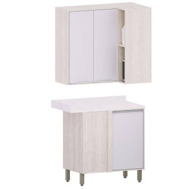 Imagem de Kit Armário Aéreo e Balcão Canto Reto para Cozinha Atenas