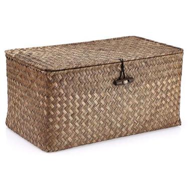 Imagem de Cestos de armazenamento Hipiwe Wicker Shelf Cestos com tampa Seagrass