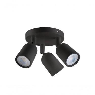 Imagem de Spot De Led Direct Triplo Mr16 Circular 12w Preto Taschibra 3000k Luz 