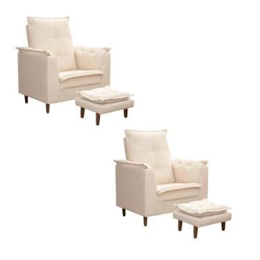 Imagem de Kit 02 Poltronas Maria Para Amamentação E Descanso Com Puff Confortáve