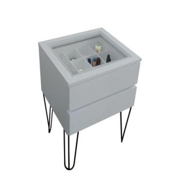 Imagem de Mesa de Cabeceira Lateral Estilo Industrial Off White Laca - FORMALIVR