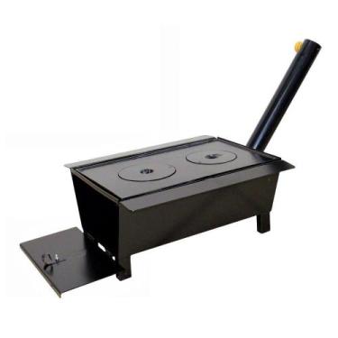 Imagem de Fogão Churrasqueira Caipira Chapa 02 Furo Grelha 43X38X20Cm - OURO MIN