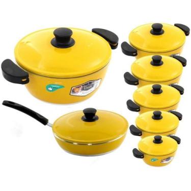 Imagem de Jogo De Panelas 7 Peças Gulê Alumínio Fundido Amarelo - OUTRAS MARCAS