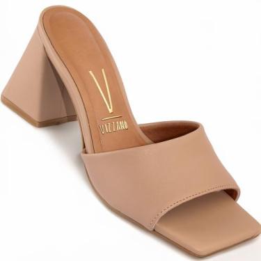 Imagem de Sandália Vizzano Tamanco Salto Alto Quadrado Original 6464, Bege, 39