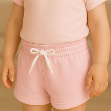 Imagem de Short Moletinho Infantil Feminino Liso Básico Confortável Moderninho -