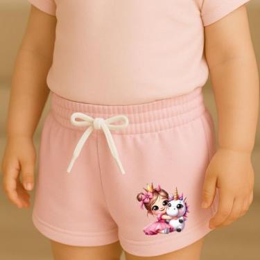 Imagem de Short Moletinho Infantil Feminino Estampado Princesa Unicórnio Estilos