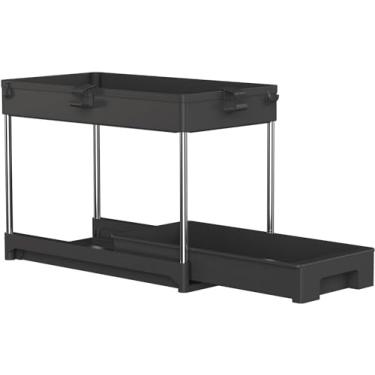 Imagem de Prateleira para lava-loiças, organizador e armazenamento mate debaixo do lava-loiças, gaveta organizadora removível debaixo da pia com canecas, armário deslizante debaixo do lava-loiças para