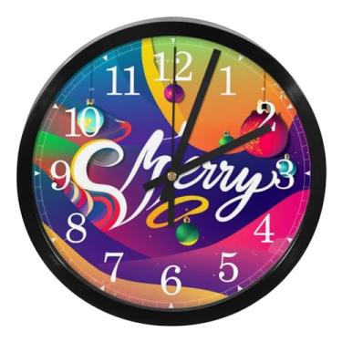 Imagem de LILINWAN Relógio de parede 24 cm sem tique-taque silencioso operado por bateria relógio de parede redondo moderno estilo simples decoração relógio para escritório/escola/quarto/sala de estar