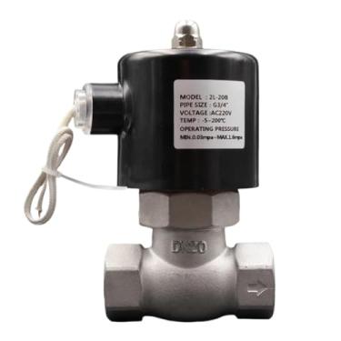 Imagem de Válvula solenoide, 1/10.2 cm 3/20.3 cm 1/5.1 cm, válvula de vapor de aço inoxidável 304, AC220V DC24V, resistência a altas temperaturas e alta pressão 1 peça (1/5.1 cm, DC24V)
