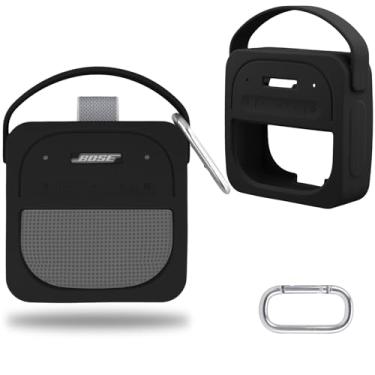 Imagem de Capa protetora de silicone para alto-falante Bluetooth portátil Bose SoundLink Micro 2ª geração, capa de viagem portátil com mosquetão (preto) - co2CREA
