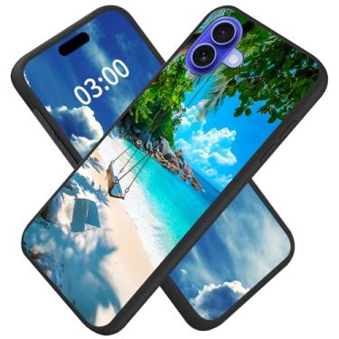 Imagem de Capa para iPhone 17 2025 com estampa tropical de palmeira mar praia design ultrafino preto macio silicone TPU à prova de choque capa protetora para iPhone 17 6,3 polegadas