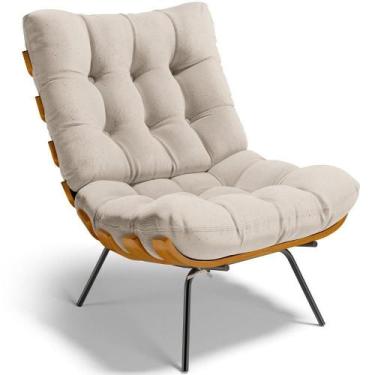 Imagem de Poltrona Decorativa Costela L02 Linho Cru - LYAM DECOR